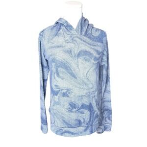 Athleta Girl Marbled Blue‎ Hoodie – Soft Performance Knit Pullover, Size XL (14)